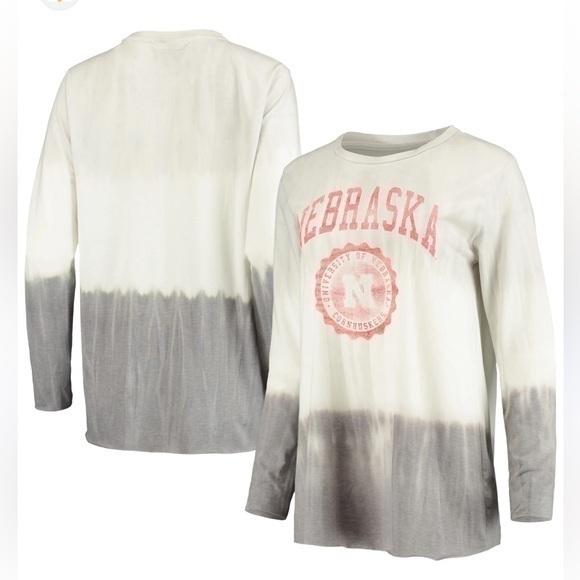 Gameday Couture Tops - Gameday Couture White/Gray Nebraska Huskers High Line Tiered Dip-Dye T-Shirt M